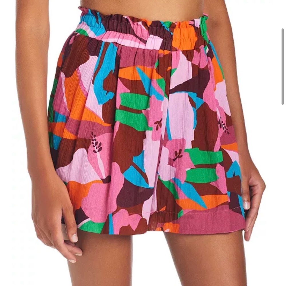 Sanctuary tropic mood cotton paper bag waist coverup Multicolor Patterned Shorts